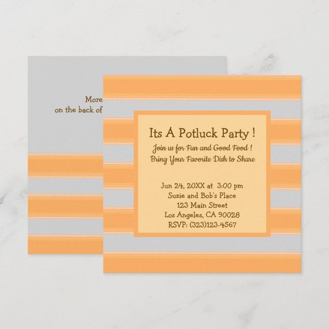 Bold Simple Stripes Green Potluck Party Invitation (Front/Back)