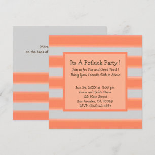 Bold Simple Stripes Orange Potluck Party Invitation