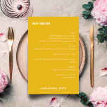 Bold Simple Yellow Simple Custom Wedding Menu<br><div class="desc">Cute Bold Minimalist Modern Yellow Retro Simple Custom Wedding Menu</div>