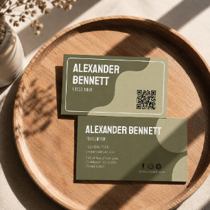 Bold Simplicity Sage Green Scannable Qrcode  Business Card