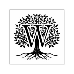 Bold Single Initial Over Tree of Life #2 Self-inking Stamp