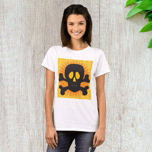 Bold Skull and Crossbones with Orange Burst T-Shirt