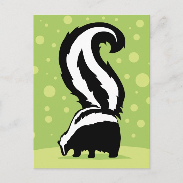 Bold Skunk Illustration With Green Dots Postcard (Front)