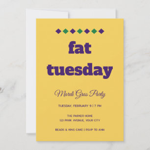 Bold Slab Fat Tuesday Mardi Gras Party Invitation
