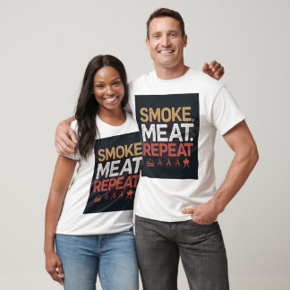 Bold Smoke Meat Repeat Typography Tshirt