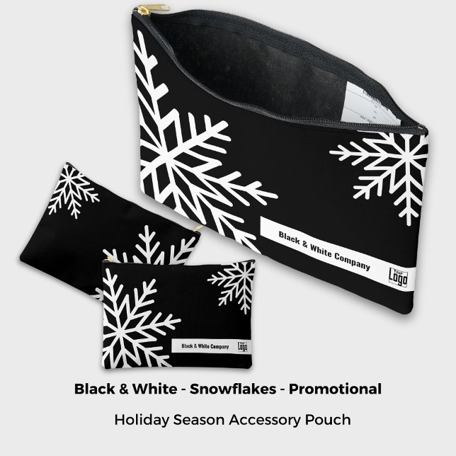 Bold Snowflake Black & White Promotional Reward Accessory Pouch (Bold Snowflake Black & White Promotional Reward Accessory Pouch)