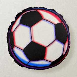 Bold Soccer Ball - Round Throw Pillow