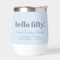 Bold Soft Blue Modern 50th Birthday Custom