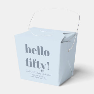 Bold Soft Blue Modern 50th Birthday Custom Favor Box