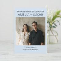 Bold Soft Blue Photo Modern Typography Wedding