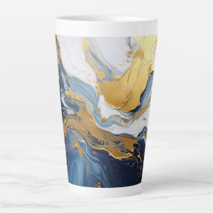 Bold Splash of Gold and Blue Latte Mug