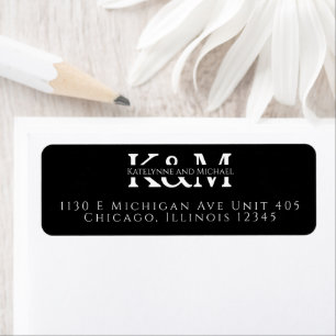 Bold Split Monogram First Names White on Black