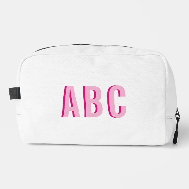 Bold Sport Hot Pink 3 Letter Monogram Dopp Kit (Front)