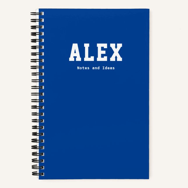 Bold Sporty Custom Notes and Ideas Royal Blue Notebook (Front)