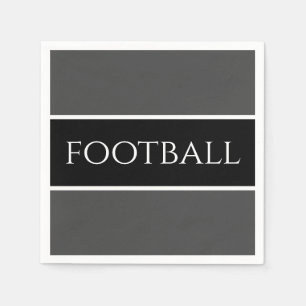 Bold Sporty Dark Grey White Black Large Football Napkin