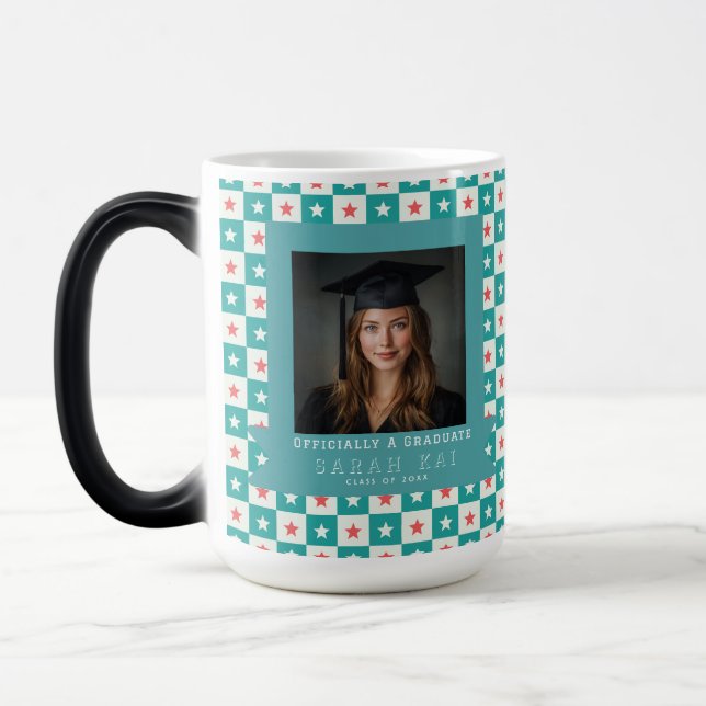 Bold Square Pattern Certified Pharmacist Magic Mug (Left)