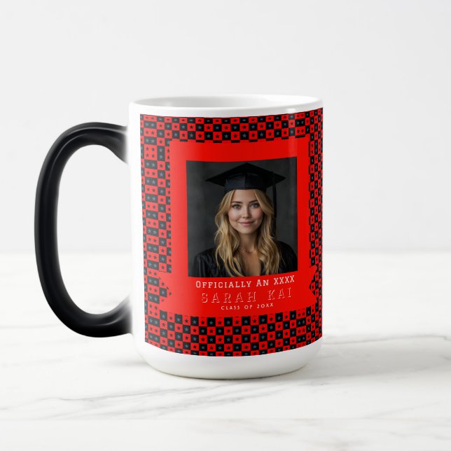 Bold Square Print Graduation Gift Magic Mug (Left)