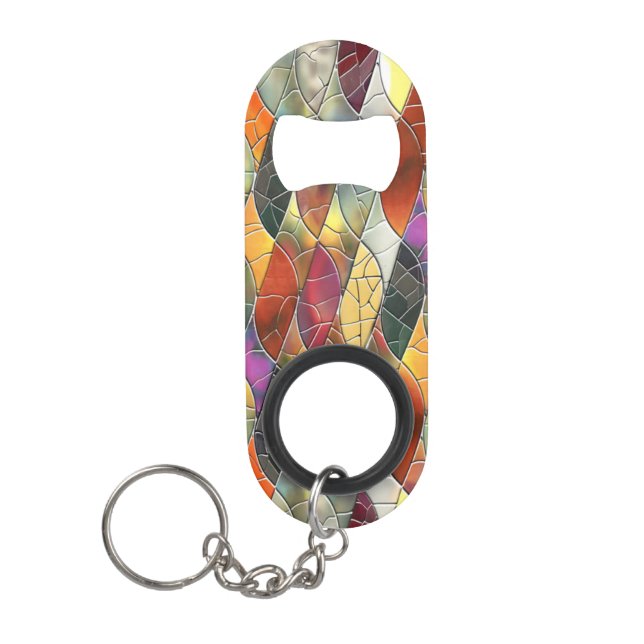 Bold Stained Glass Art Keychain Bottle Opener (Front)
