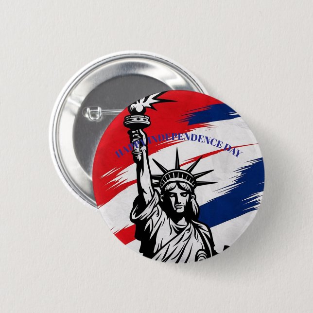 Bold Statue of Liberty Stripes Patriotic Custom  2 Inch Round Button (Front & Back)