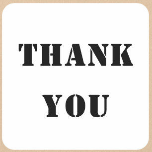Bold Stencil Style Thank You Square Sticker