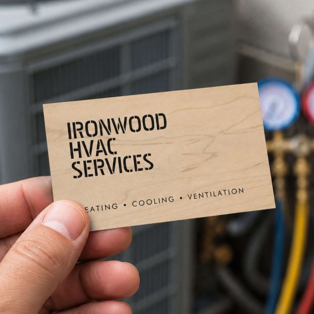 Bold Stenciled HVAC Business Card (Creator Uploaded)