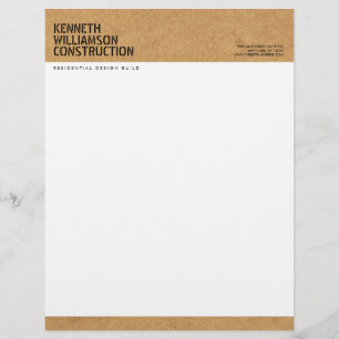 Bold Stenciled Particle Board Construction Letterhead