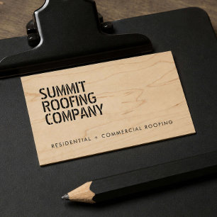 Bold Stenciled Roofing Contractor Business Card