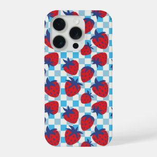 Bold Strawberry Chequerboard Pattern iPhone 15 Pro Case