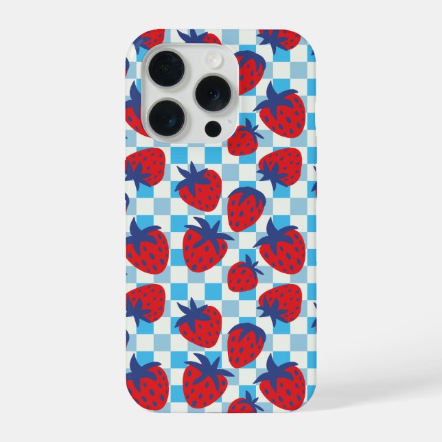 Bold Strawberry Chequerboard Pattern  iPhone Case (Back)