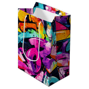 Bold Street Art with Purple Black and Yellow Medium Gift Bag