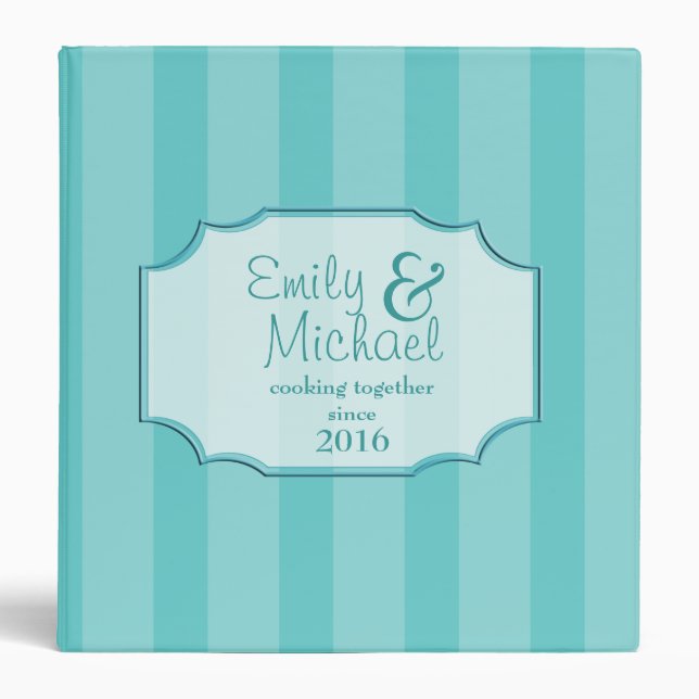 Bold Stripe Aqua Recipe Keeper Binder (Front)