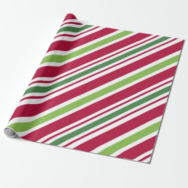 Bold Stripe Christmas Wrapping Paper (Unrolled)