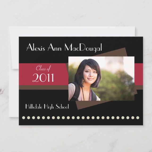 Bold Stripe Graduation Announcement (red) (Front)