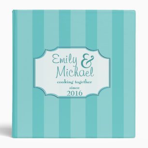 Bold Stripe Pattern Aqua Recipe Binder