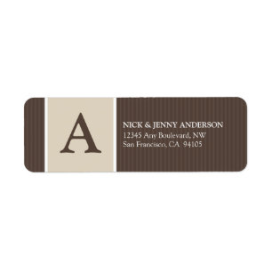Bold Stripe Return Address Label (chocolate/taupe)