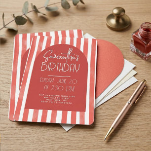 Bold Striped Arch Elegant Adult Birthday Invitation
