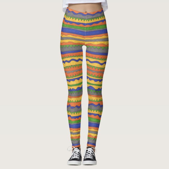 Bold Striped Print Leggings (Front)