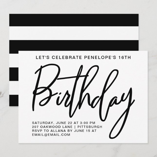 Bold Stripes Birthday Party Invitation (Front/Back)