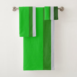 bold Stripes Green grey Bath Towel Set