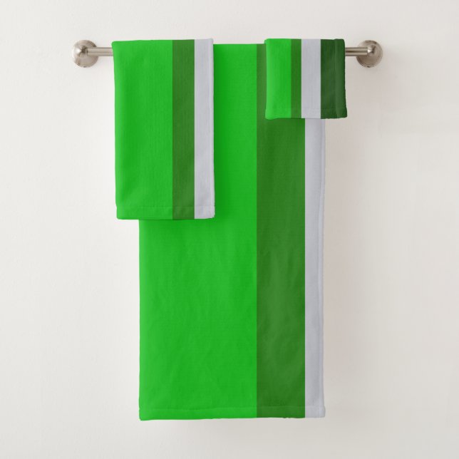 bold Stripes Green grey Bath Towel Set (Insitu)
