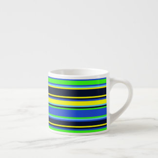 Bold Stripes in Lime Blue and Yellow Espresso Cup
