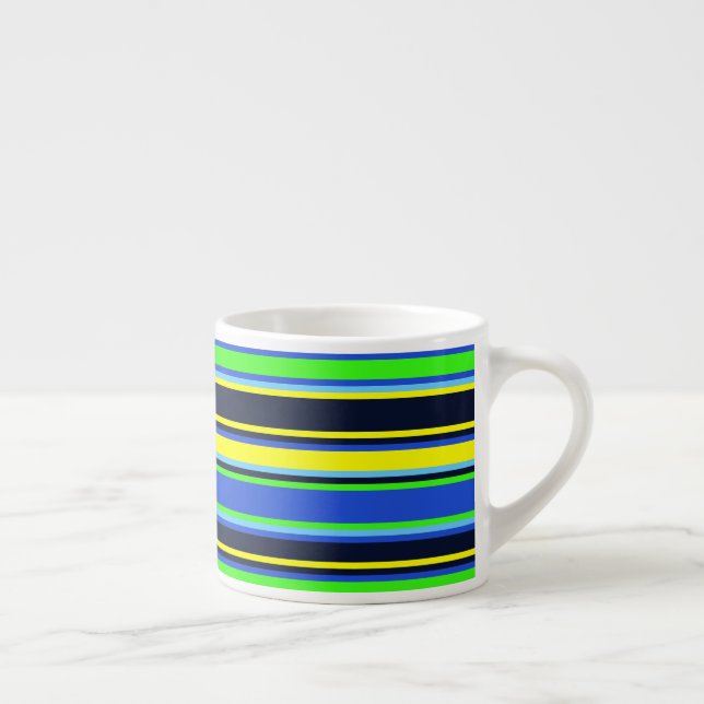 Bold Stripes in Lime Blue and Yellow Espresso Cup (Right)