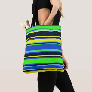 Bold Stripes in Lime, Blue, & Yellow Tote Bag