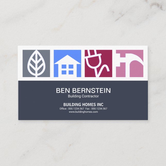 Bold Stunning Builders Service Logos Construction Business Card (Front)