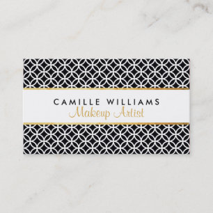 BOLD stylish gold strip circle pattern black white Business Card