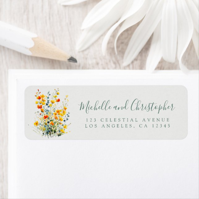 Bold Summer Floral Mariage Adresse de retour (En situation)