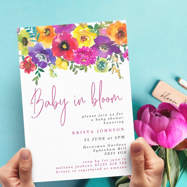 Bold Summer Flowers Baby In Bloom Baby Shower Invitation (Creator Uploaded)
