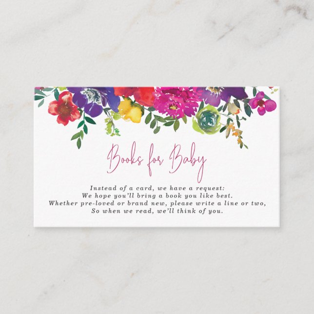 Bold Summer Flowers Books for Baby Enclosure Card (Front)