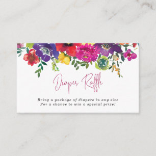 Bold Summer Flowers Diaper Raffle Enclosure Card