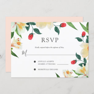 Bold summer wedding, colourful floral frame RSVP Invitation